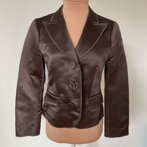 Moschino Cheap and Chic Vintage Brown Sateen Large Button Blazer Jacket Size 6